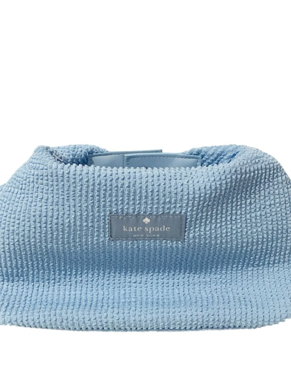 KATE SPADE Light Blue Ribbed COSMETICS POUCH/MAKE UP BAG Button Snap